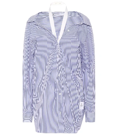 Alexander Wang Striped Cotton Poplin Shirt In Blue