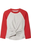 ALEXANDER WANG T TWIST-FRONT TWO-TONE COTTON-JERSEY TOP