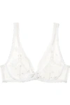AGENT PROVOCATEUR LUXX LACE-TRIMMED EMBROIDERED TULLE UNDERWIRED BRA