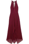ROLAND MOURET RISBY CUTOUT HAMMERED SILK-CHIFFON GOWN