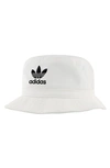Adidas Originals Washed Bucket Hat In White/ Black