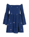FREE PEOPLE FREE PEOPLE COUNTING DAISIES EMB MINI WOMAN SHORT DRESS MIDNIGHT BLUE SIZE M COTTON, RAYON,34838600JG 3