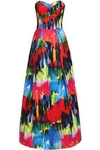 MILLY WOMAN STRAPLESS PRINTED COTTON-BLEND GOWN MULTICOLOR,AU 13331180551760181