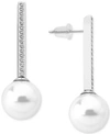 MAJORICA STERLING SILVER IMITATION PEARL AND CUBIC ZIRCONIA DROP EARRINGS