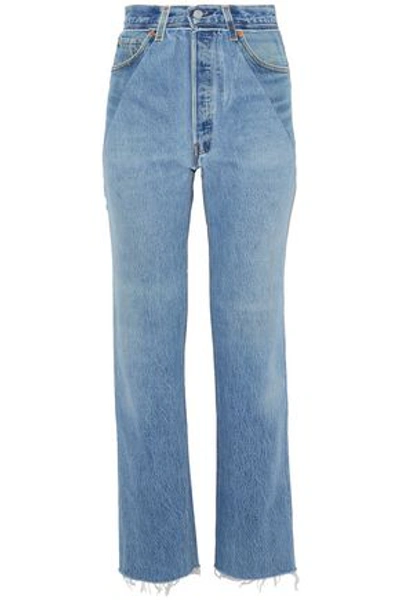 Re/done By Levi's Woman Patchwork-effect High-rise Straight-leg Jeans Light Denim