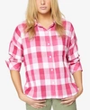 SANCTUARY COTTON BUFFALO PLAID BOYFRIEND SHIRT