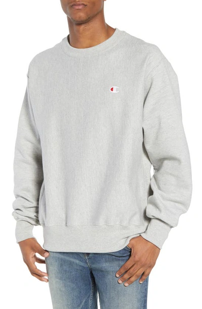 Champion Reverse Weave Fleece Crew Neck Sweatshirt In Oxford Gray