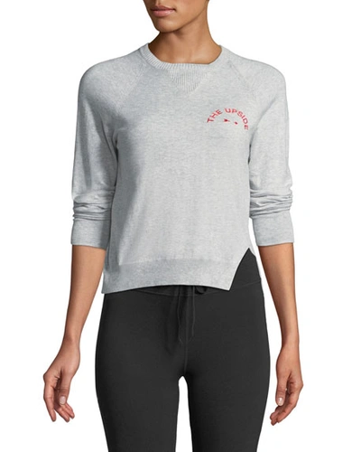 The Upside Wilder Knit Long-sleeve Crewneck Sweater In Gray