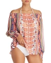 RAMY BROOK AUGUSTINE PRINTED OFF-THE-SHOULDER SWIM COVER-UP,C1117208