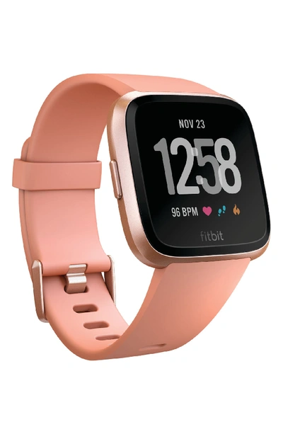 Fitbit Versa Peach Band Touchscreen Smart Watch 39mm In Peach / Rose Gold