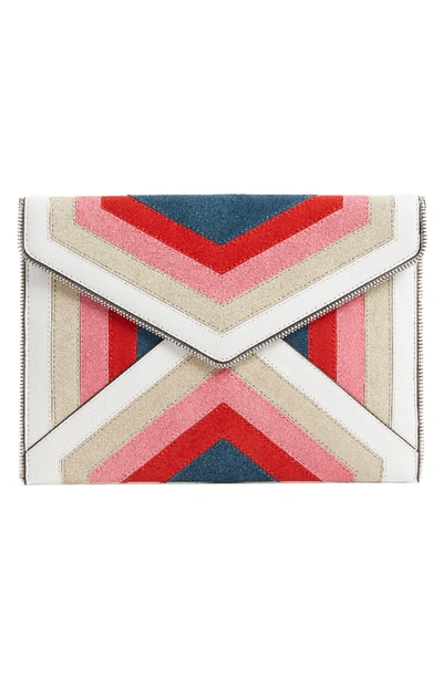 Rebecca Minkoff Chevron Patchwork Leo Leather Envelope Clutch In Pink Multi