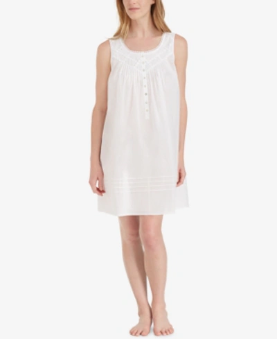 EILEEN WEST COTTON LACE-TRIM SHORT NIGHTGOWN