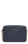 Michael Michael Kors 'large Jet Set' East/west Saffiano Crossbody Bag - Blue In Admiral