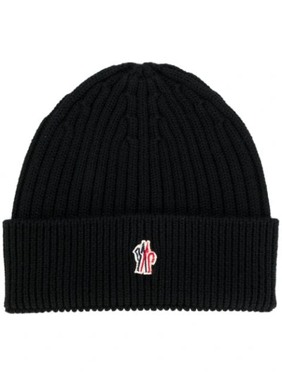 Moncler Ribbed Beanie In Black