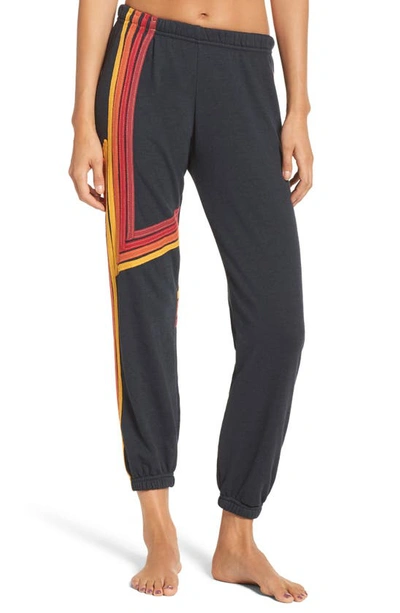 Aviator Nation Blaze 4 Sweatpants In Charcoal/ Red Stripes