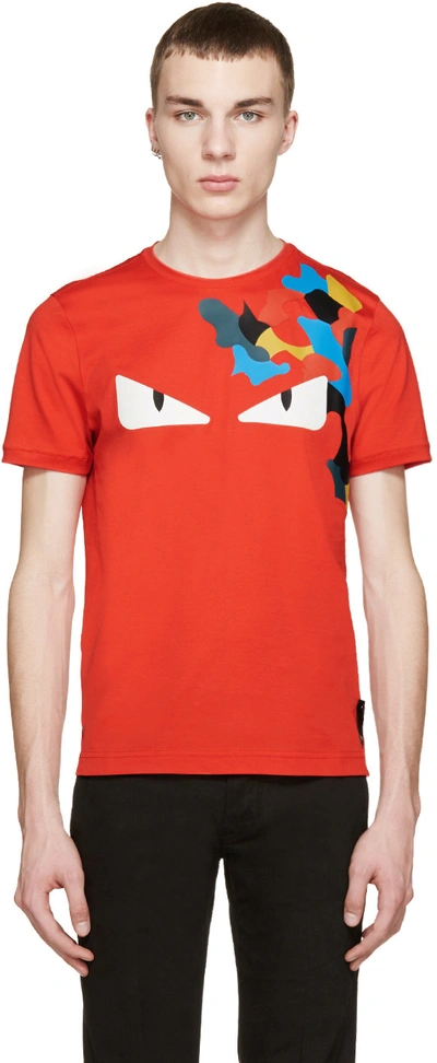 Fendi Red Monster Eyes T-shirt | ModeSens