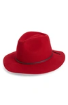BRIXTON 'WESLEY' WOOL FEDORA - RED,00212 BRGDY