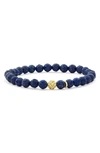 Lagos 18k Gold Caviar Icon Lapis Beaded Stretch Bracelet, 6mm In Silver/ Lapis