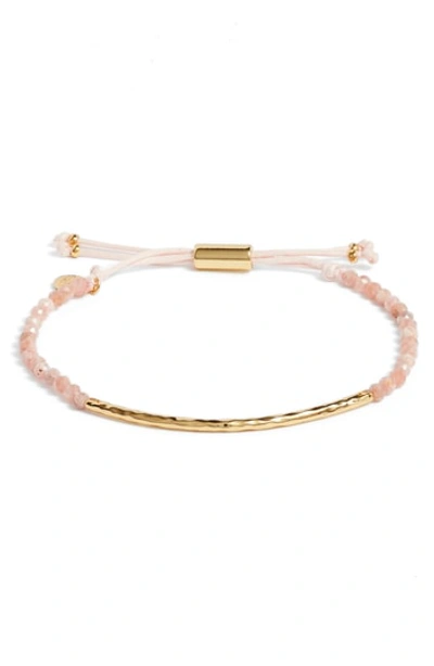 Gorjana Power Gemstone Adjustable Beaded Bracelet - Rhodochrosite In Rose Quartz/gold