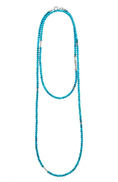 Lagos Sterling Silver Caviar Icon Turquoise Five Station Strand Necklace, 34