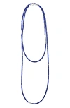 Lagos Sterling Silver Caviar Icon Lapis Five Station Strand Necklace, 34 In Blue