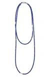 Lagos Sterling Silver Caviar Icon Lapis Five Station Strand Necklace, 34