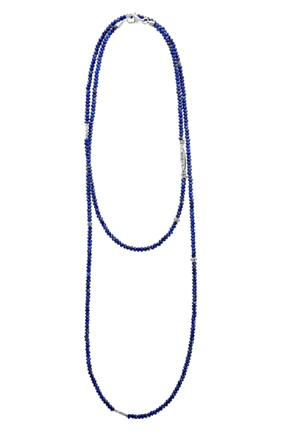 Lagos Sterling Silver Caviar Icon Lapis Five Station Strand Necklace, 34 In Blue