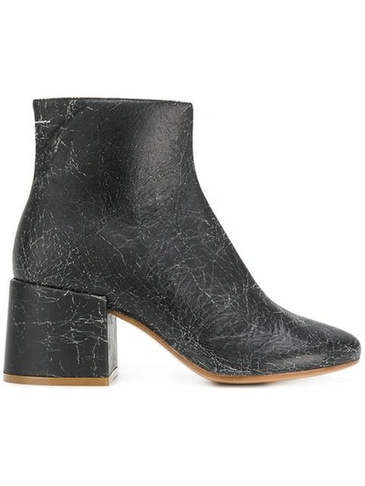 Mm6 Maison Margiela Cracked Detail Boots In Black