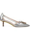 GUCCI METALLIC LEATHER PUMP WITH CRYSTAL DOUBLE G,519918B8B0012848057