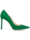 Jimmy Choo Romy 100 Pumps - Green In Green