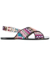 ANNA BAIGUERA printed cross strap sandals,AVE1878612804571