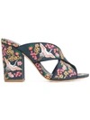 ASH floral embroidered block heel sandals,LOVE0112814311