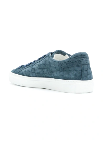 Hide & Jack Crocodile Embossed Sneakers In Blue