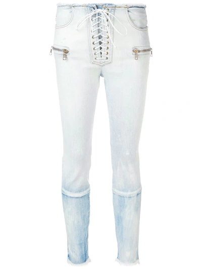 Ben Taverniti Unravel Project Gradient Lace Up Skinny In White