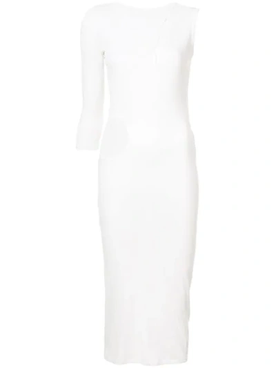 Yohji Yamamoto Asymmetric Fitted Dress In White