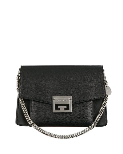 Givenchy Gv3 Medium Pebbled Leather Shoulder Bag - Silvertone Hardware In Black