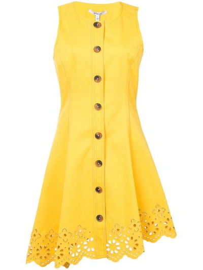 Derek Lam 10 Crosby Sleeveless Button-down Cotton Dress With Scalloped Hem In Saffron