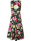 Dolce & Gabbana Floral-print Crepe Midi Dress In Black