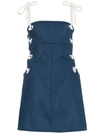 STAUD Blue Raft dress with lace up sides,2501312520721