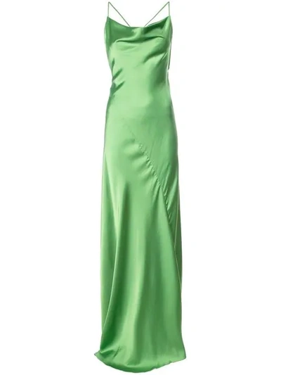 Diane Von Furstenberg Bias-cut Satin Gown In Leaf Green