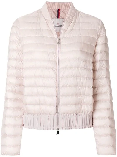 Moncler Quilted Bomber Jacket In Neutrals