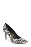 Calvin Klein 'gayle' Pointy Toe Pump In Black/ White Leather