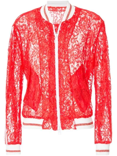 Ainea Lace Bomber Jacket In Red