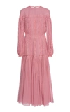 COSTARELLOS Silk Chiffon Tea Length Dress,FW1835