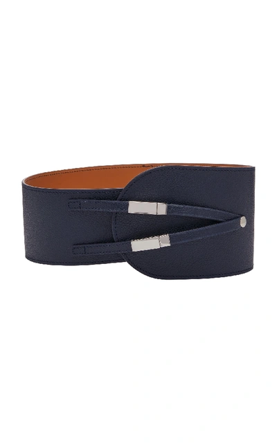 Maison Vaincourt Exclusive Kyoto Wide Leather Belt In Navy