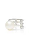 LYNN BAN JEWELRY STERLING SILVER DIAMOND AND PEARL RING,LB361-PL-W-7-PEWD