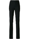 Saint Laurent Mid-rise Slim-leg Wool-gabardine Trousers In Black