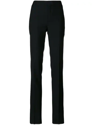 Saint Laurent Mid-rise Slim-leg Wool-gabardine Trousers In Nero