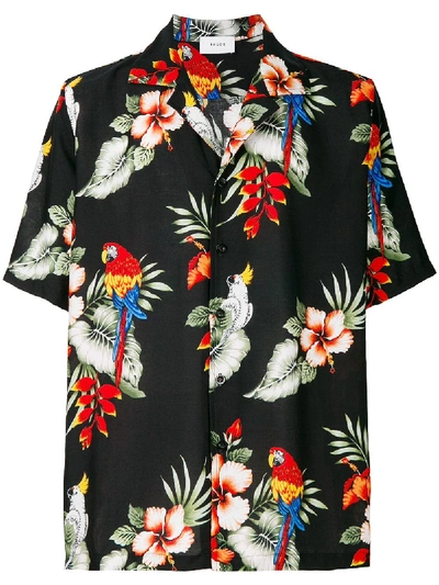 Rhude Falling For You Printed Rayon Shirt In Black