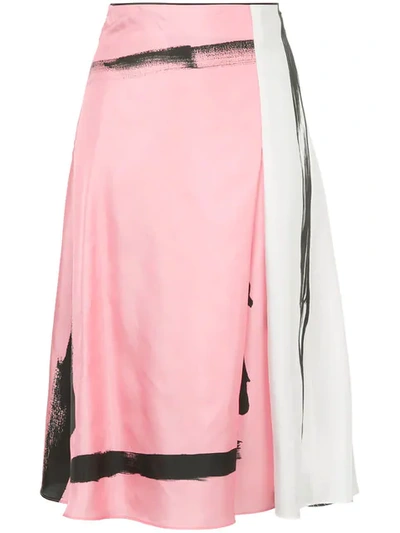 Christopher Esber Painterly Stripe Colour Block Skirt In Pink